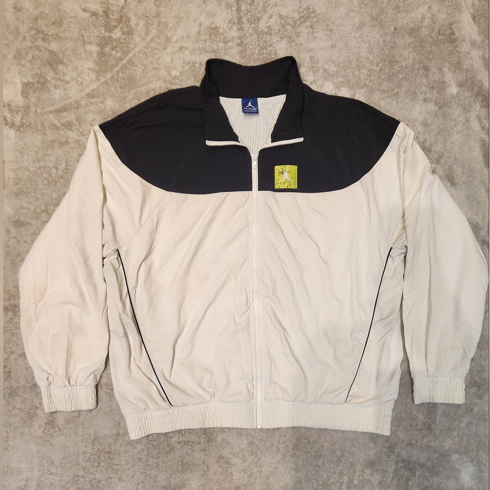 Nike Air Jordan Men's Tinker Legacy Windbreaker Jacket in white and black nylon